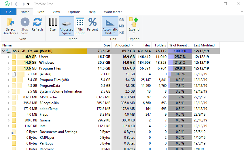 Hướng dẫn Tìm File hoặc Folder chiếm dung lượng ổ đĩa